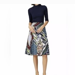 Tory Burch Navy and Multicolor A-Line Skirt